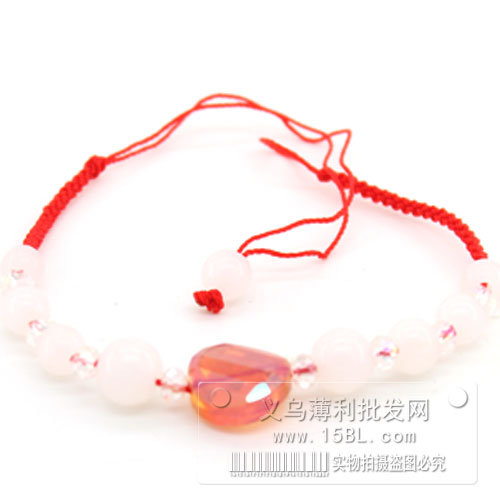 红绳手链 水粉 手编本命年 辟邪转运保平安