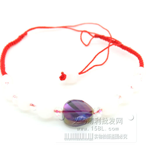 红绳手链 紫罗兰 手编本命年 辟邪转运保平安