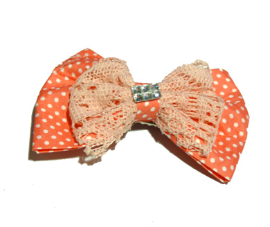 新款百搭甜美可爱珍珠水钻雪纺蝴蝶结压夹边夹头饰