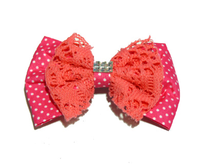 新款百搭甜美可爱珍珠水钻雪纺蝴蝶结压夹边夹头饰