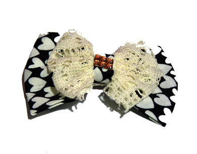 新款百搭甜美可爱珍珠水钻雪纺蝴蝶结压夹边夹头饰