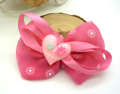 韩版手工布艺爱心点蝴蝶结发夹 韩版发饰品压夹边夹 时尚潮流爱心压夹