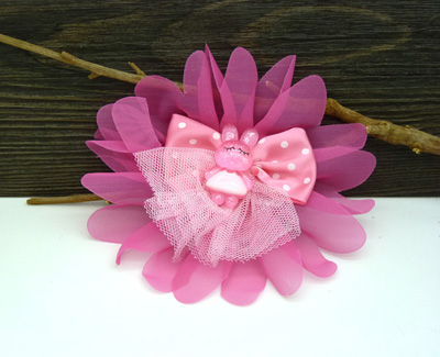 韩版头饰女儿童雪纱花朵蝴蝶结压夹 刘海夹包边布艺发夹子 镂空发饰 可爱头饰