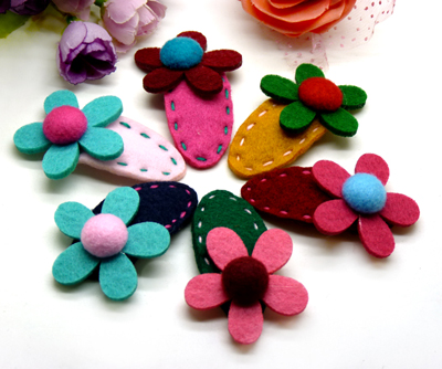 百变小魔女儿童发夹 韩国撞色小花压夹 宝宝发夹 头饰发饰