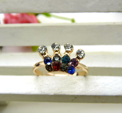 正品高档奥地利水钻 仿真镶钻水晶戒指 精美镀金戒指 永不退色持久保色---戒指