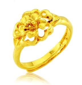 精美优质仿黄金戒指 各式花戒 可调节 婚庆戒15#