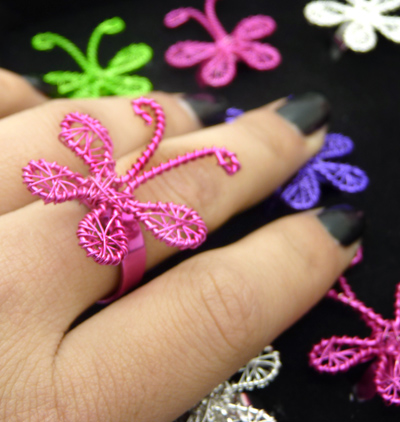 复古彩色满钻蝴蝶结戒指 韩版指环  装饰 潮人 女