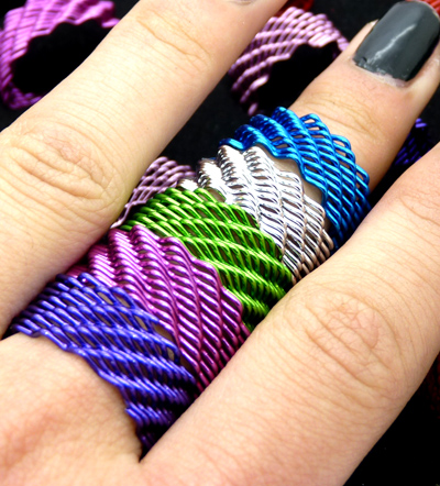 创意七彩镂空 编制 个性 装饰戒9#