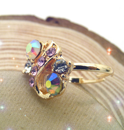 百搭戒指 潮流钛钢饰品锆石镶钻 彩色金多钻石情侣礼物指环