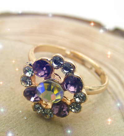 百搭戒指 潮流钛钢饰品锆石镶钻 彩色金多钻石情侣礼物指环