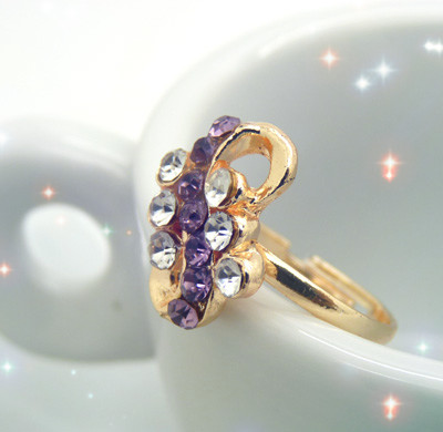 百搭戒指 潮流钛钢饰品锆石镶钻 彩色金多钻石情侣礼物指环