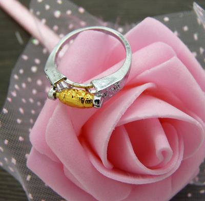 本命年时尚镀金转运珠 男女款合金转运珠戒指 磨砂转运珠指环