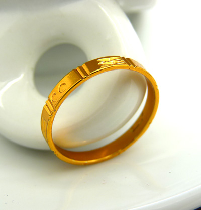 抛光镀金戒指 金戒指男士女士戒指 指环保色久不掉色 黄金戒指-1