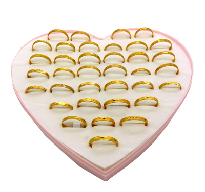 抛光镀金戒指 金戒指男士女士戒指 指环保色久不掉色 黄金戒指-1