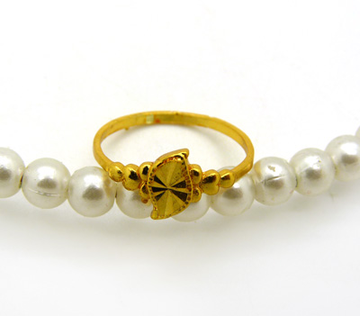 24K黄金戒指 潮流女 千足金镀黄金戒指精致车花戒指 结婚饰品 4号