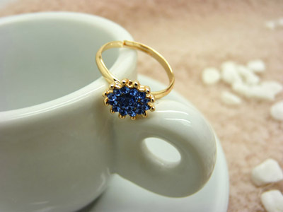 韩国闪亮星星锆石 太阳元素指环欧美时尚女饰品 保色戒指