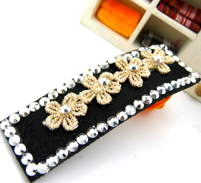 复古布艺蕾丝刺绣点钻发夹边夹发卡压发刘海夹