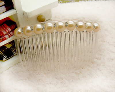 新品珍珠水钻刘海发梳插钗发簪 盘发韩国发饰品 头饰