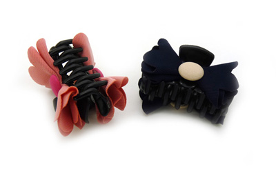 韩版新款发饰头饰品 经典布艺蝴蝶结发夹子发抓夹发卡对夹 -爪夹