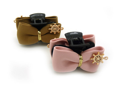 韩版时尚风格 淑女格子布艺 蝴蝶结爪夹抓夹发夹 -甜美发饰发夹