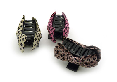 韩版时尚风格 淑女格子布艺 蝴蝶结爪夹抓夹发夹 -甜美发饰发夹