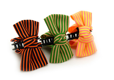 时尚条纹爪夹发饰 韩版布艺蝴蝶结抓夹扭夹 香蕉夹发夹 -女潮流爪夹