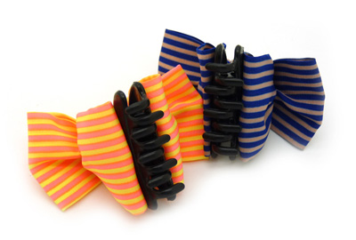 时尚条纹爪夹发饰 韩版布艺蝴蝶结抓夹扭夹 香蕉夹发夹 -女潮流爪夹