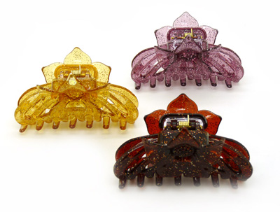 时尚发夹抓夹 大号发抓鲨鱼夹顶夹大发抓夹弹簧夹AS防摔头发抓夹 -花爪夹大号