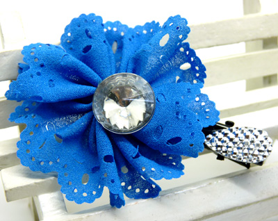 韩国头饰 时尚布艺弹簧夹 合金横夹顶夹 水晶发夹