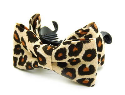 韩国饰品发饰 韩版时尚蝴蝶结 布艺豹纹原创头饰发夹香蕉夹竖夹 -香蕉夹
