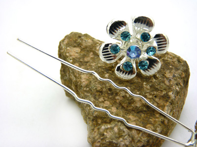 韩国水晶插针 花朵发夹U型夹水钻 韩版发簪发插盘发簪子发针