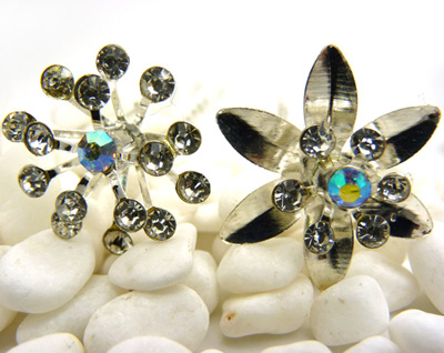 韩国水晶插针 花朵发夹U型夹水钻 韩版发簪发插盘发簪子发针