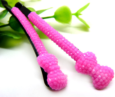 韩版新款一字对夹夹 时尚蝴蝶结亚克力闪亮发夹 边夹一字夹 卡通可爱对夹