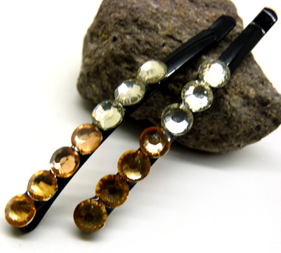 饰品珍珠钻一字夹 时尚水晶豆豆发夹 彩色亚克力对夹 横夹小饰品发饰