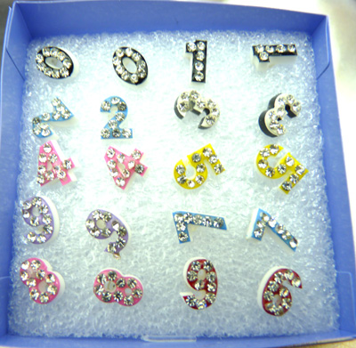 韩版创意靓钻数字耳钉