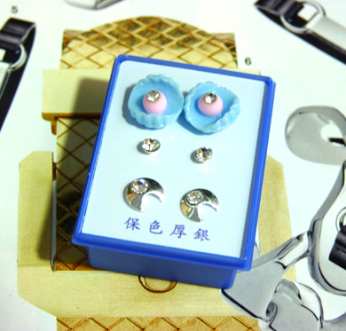 可爱点钻新款耳钉三件套