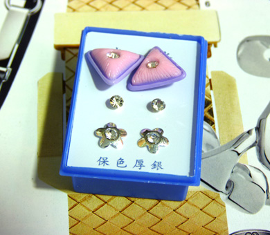 可爱点钻新款耳钉三件套