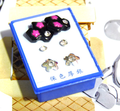 可爱点钻新款耳钉三件套