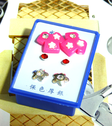 可爱点钻新款耳钉三件套