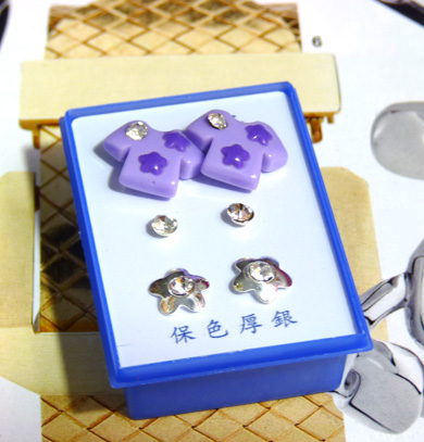 可爱点钻新款耳钉三件套
