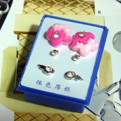 可爱点钻新款耳钉三件套