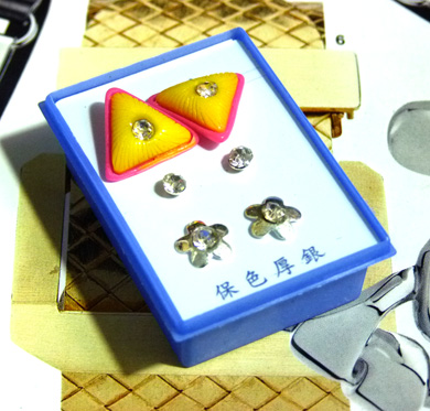 可爱点钻新款耳钉三件套