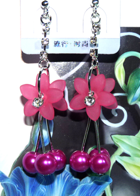 亚太时尚流行亮钻彩花钻坠耳环