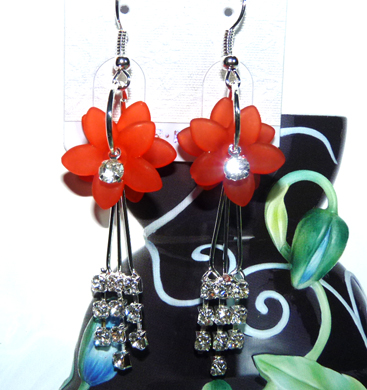 亚太时尚流行亮钻彩花钻坠耳环