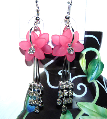 亚太时尚流行亮钻彩花钻坠耳环