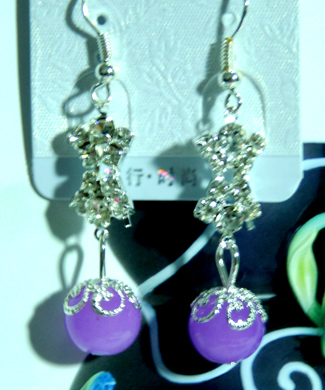 亚太复古流行亮钻烫金珍珠耳环