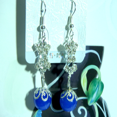 亚太复古流行亮钻珍珠葡萄耳环