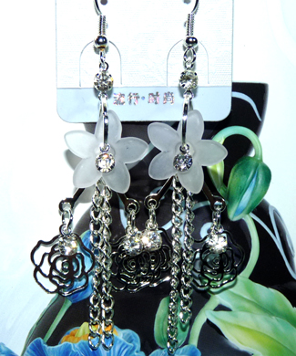 时尚亚太流行花环亮钻珍珠耳环