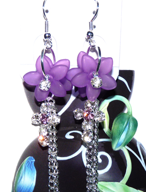 清新亚太流行亮钻花环珍珠耳环