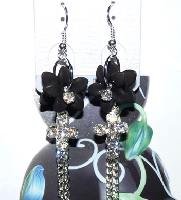 清新亚太流行亮钻花环珍珠耳环